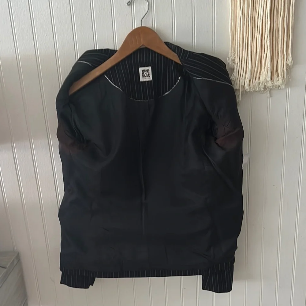 Anne Klein Black and Gray Pinstripe Blazer sz M